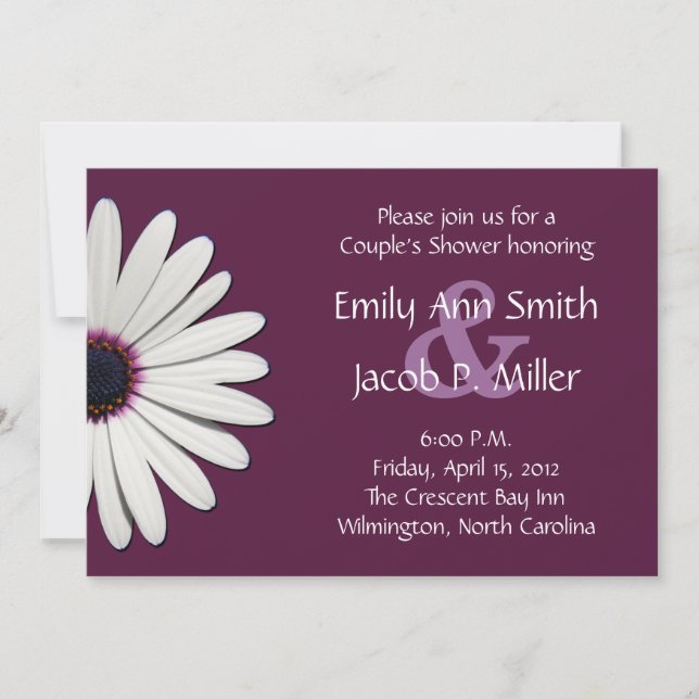 Invitaciones a la ducha de la pareja Daisy Purple (Anverso)