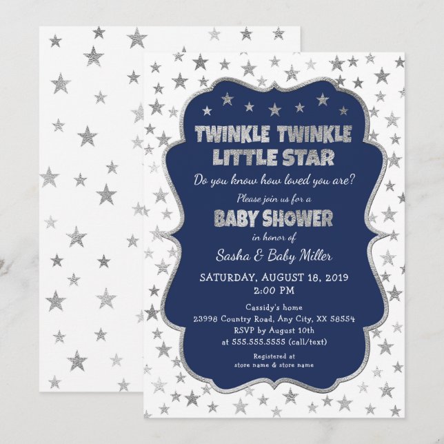 Invitaciones a la ducha de la pequeña estrella de  (Anverso / Reverso)