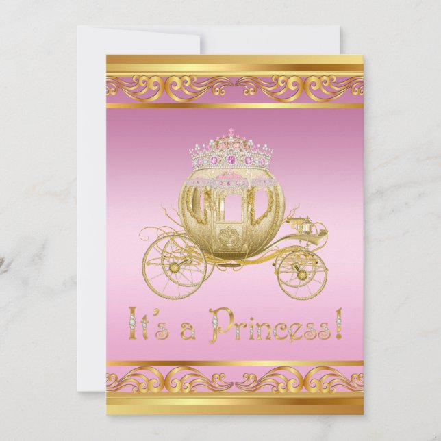 Invitaciones a la ducha de la princesa de oro rosa (Anverso)