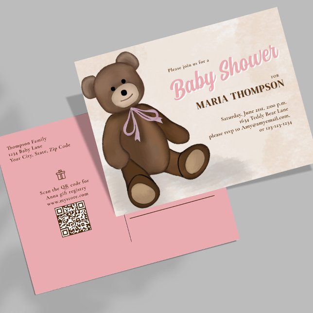 Invitaciones a la ducha de leche de bebé rosa (Cute pink baby shower custom invitation postcard.)