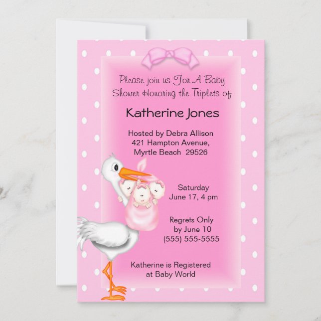 Invitaciones a la ducha de los Chicas Stork y Trip (Anverso)