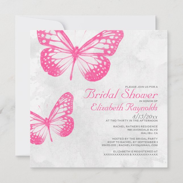 Invitaciones a la ducha de mariposas (Anverso)