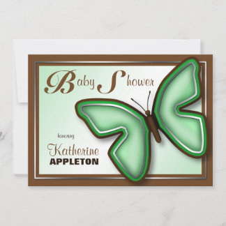 Invitaciones a la ducha de mariposas marrones y ve