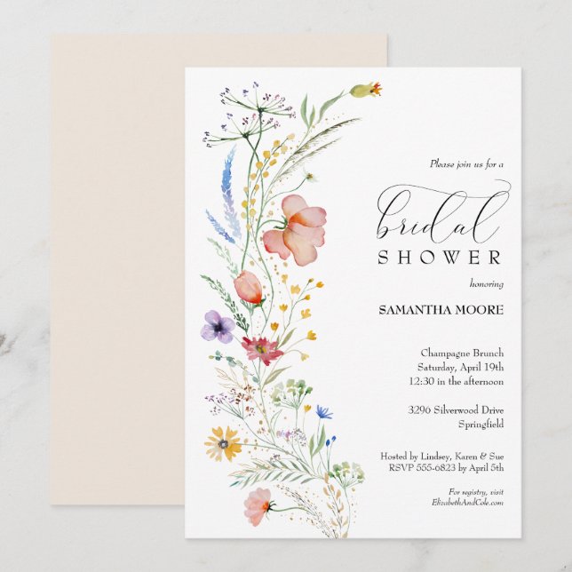 Invitaciones a la ducha de moda Wildflowers Bridal (Anverso / Reverso)