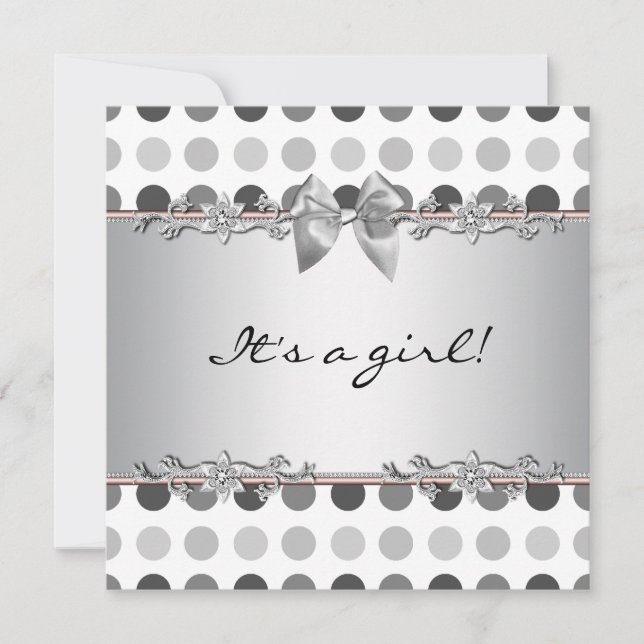 Invitaciones a la ducha de niñas con punto de cont (Anverso)