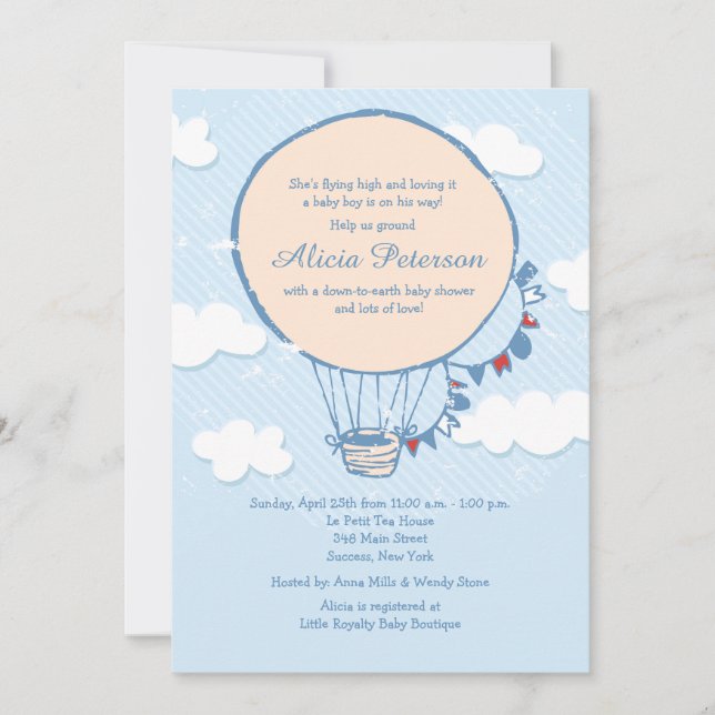 Invitaciones a la ducha de niño pequeño que vuela (Anverso)