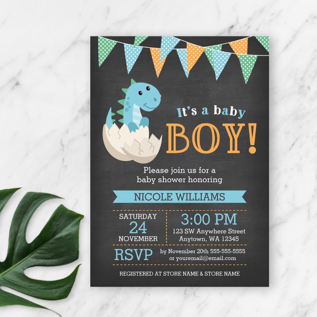Invitaciones a la ducha de niños con dinosaurios d (Subido por el creador)