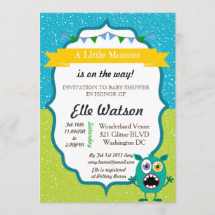 Invitaciones a la ducha de niños pequeños monstruo