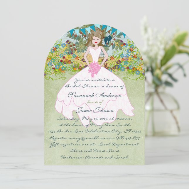 Invitaciones a la ducha de novia (Anverso de pie)