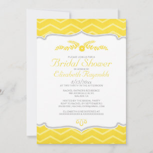 Invitaciones a la ducha de novia amarilla Zigzag