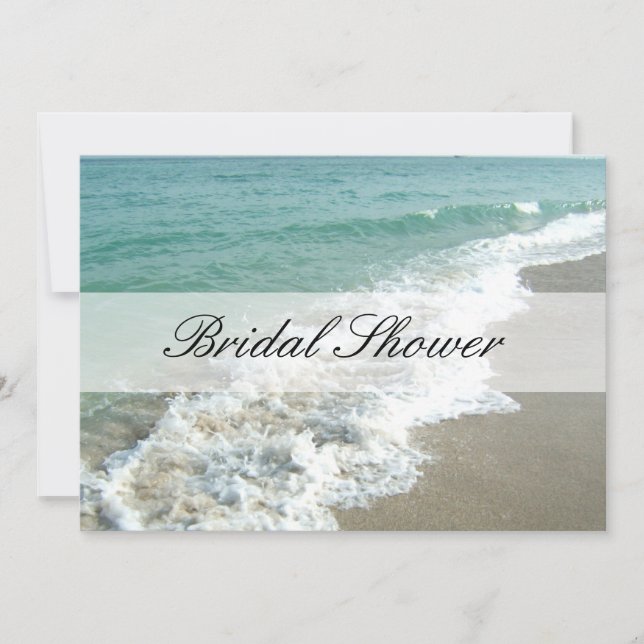 Invitaciones a la ducha de novia, Aqua Blue/White (Anverso)