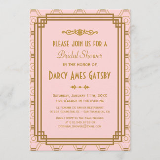 Invitaciones a la ducha de novia Art Déco