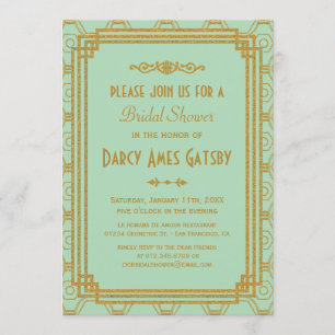 Invitaciones a la ducha de novia Art Déco