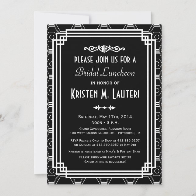 Invitaciones a la ducha de novia Art Déco (Anverso)