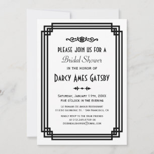 Invitaciones a la ducha de novia Art Déco