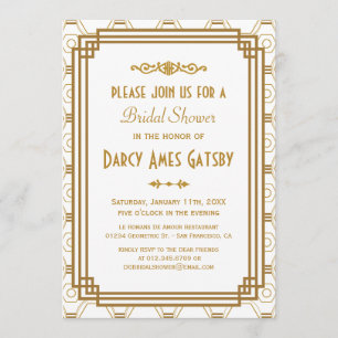 Invitaciones a la ducha de novia Art Déco