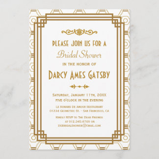 Invitaciones a la ducha de novia Art Déco