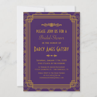 Invitaciones a la ducha de novia Art Déco