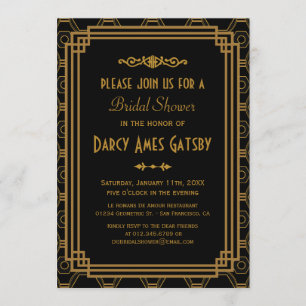 Invitaciones a la ducha de novia Art Déco