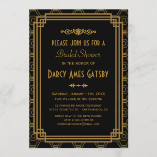 Invitaciones a la ducha de novia Art Déco