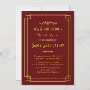 Invitaciones a la ducha de novia Art Déco