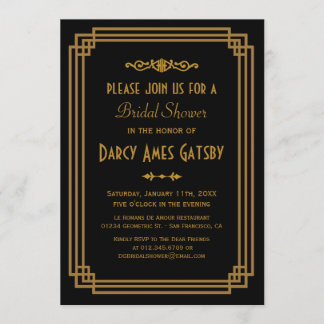 Invitaciones a la ducha de novia Art Déco