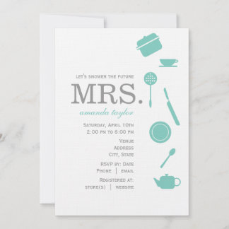 Invitaciones a la ducha de novia azul monograma