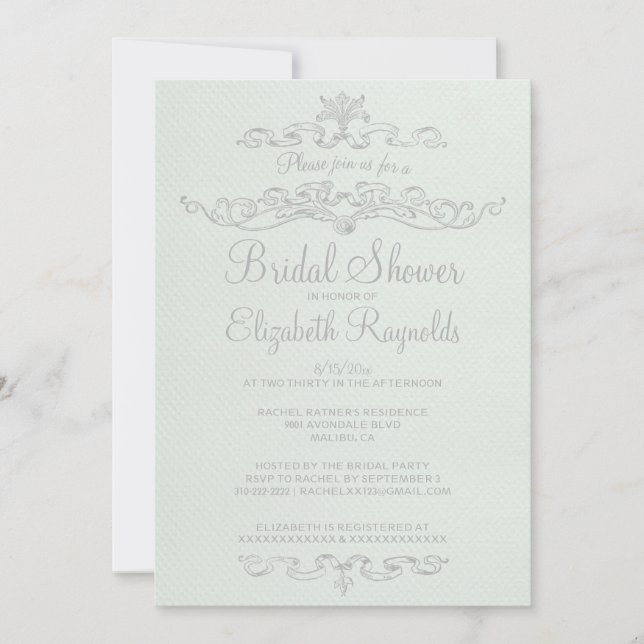 Invitaciones a la ducha de novia blanca de lujo (Anverso)