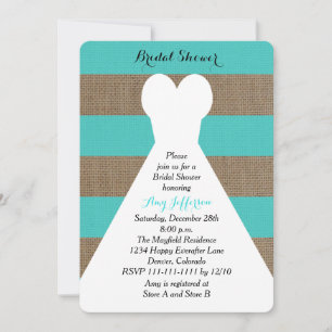 Invitaciones a la ducha de novia Burlap - Turquesa