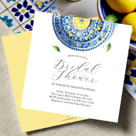 Invitaciones a la ducha de novia con cítricos azul
