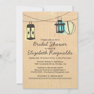 Invitaciones a la ducha de novia con farolillos no