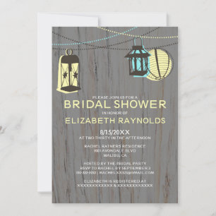 Invitaciones a la ducha de novia con farolillos ru