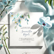 Invitaciones a la ducha de novia con flores azules