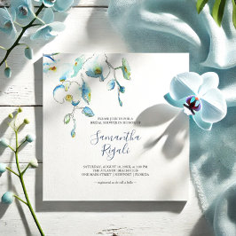 Invitaciones a la ducha de novia con flores azules