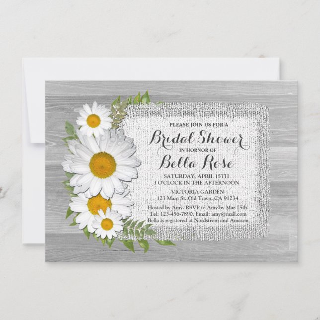 Invitaciones a la ducha de novia con flores de Bur (Anverso)