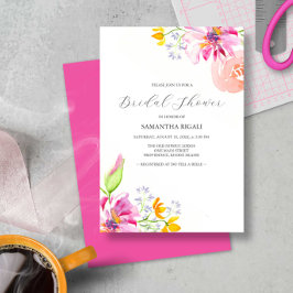 Invitaciones a la ducha de novia con flores rosada