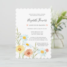 Invitaciones a la ducha de novia con flores silves