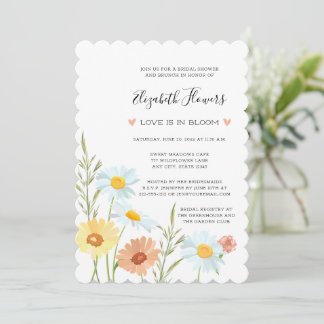 Invitaciones a la ducha de novia con flores silves