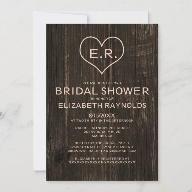 Invitaciones a la ducha de novia con grano de made (Anverso)