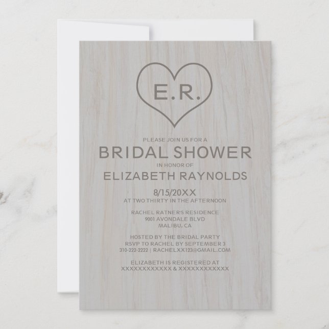 Invitaciones a la ducha de novia con granos de mad (Anverso)