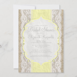 Invitaciones a la ducha de novia con lino amarillo