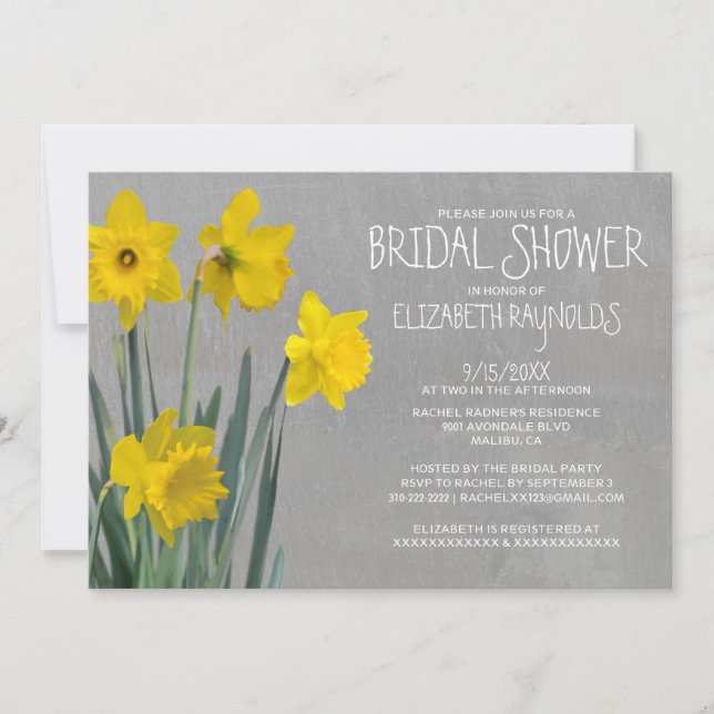 Invitaciones a la ducha de novia Daffodil (Anverso)