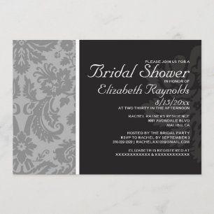 Invitaciones a la ducha de novia Damasco plateado