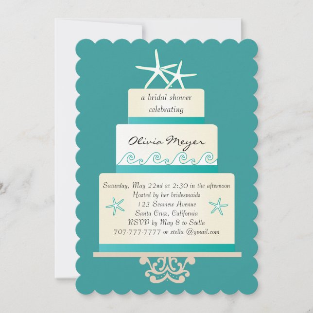 Invitaciones a la ducha de novia de Boda Starfish (Anverso)