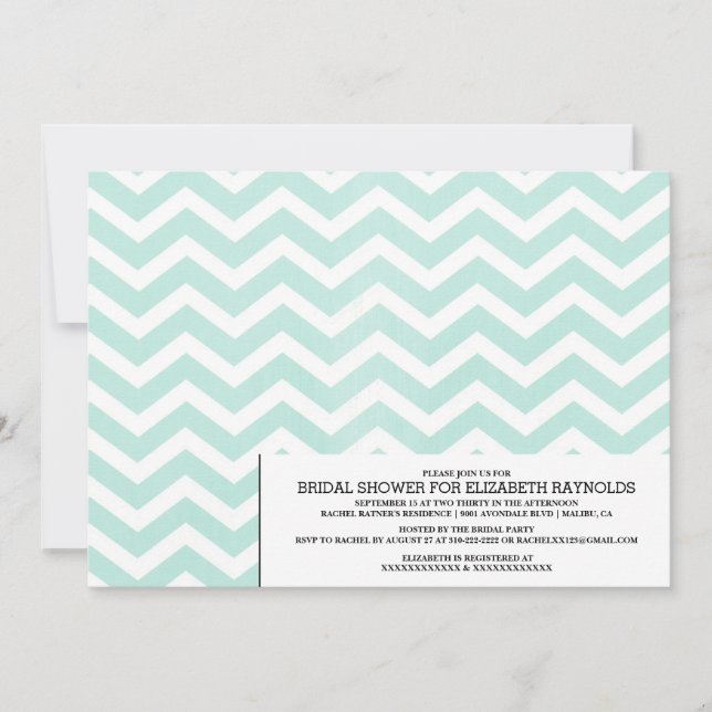 Invitaciones a la ducha de novia de Chevron Zigzag (Anverso)