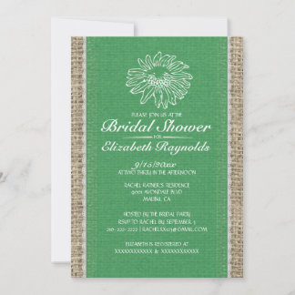 Invitaciones a la ducha de novia de color verde vi