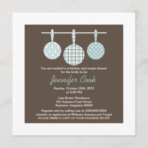 Invitaciones a la ducha de novia de damasco azul