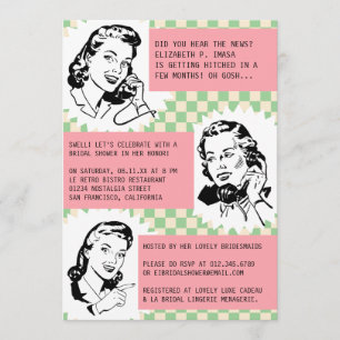 Invitaciones a la ducha de novia de Gales retro