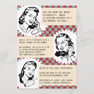 Invitaciones a la ducha de novia de Gales retro
