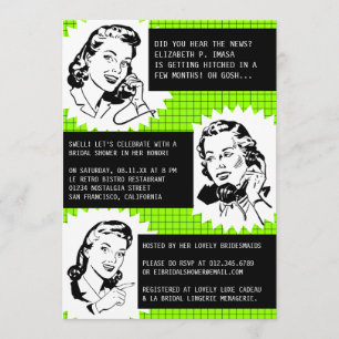 Invitaciones a la ducha de novia de Gales retro